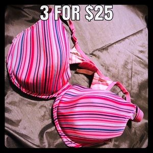 Pink padded striped bra 42DD